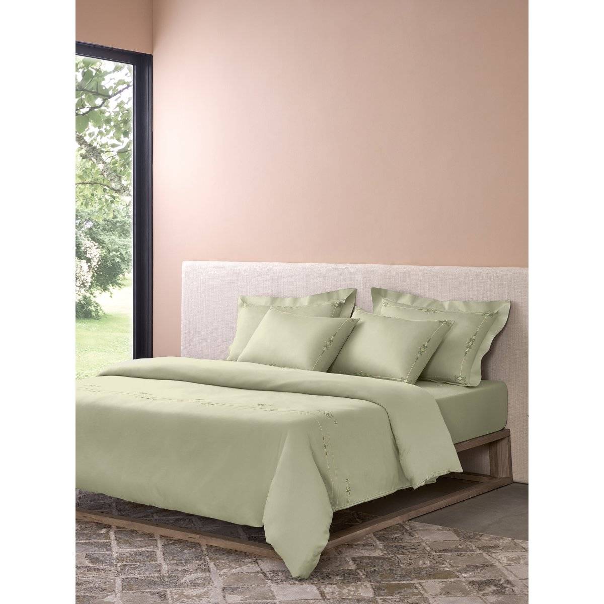 SANSAAR A D'DECOR BRAND LIVE CONSCIOUSLY Elenor-Celadon King, Bedsheet with Pillow Covers