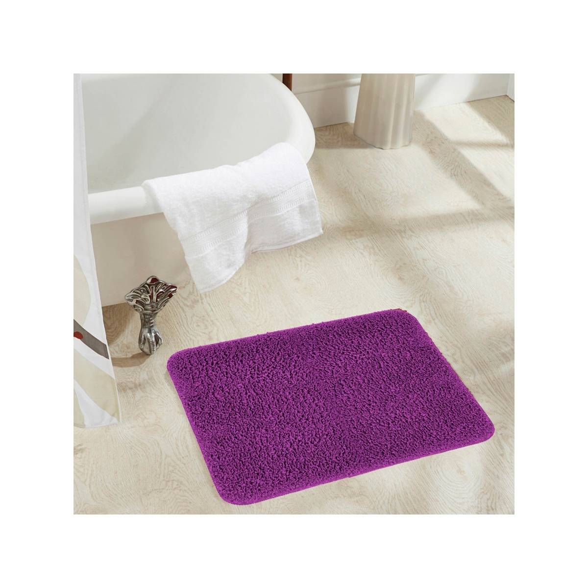 OBSESSIONS Anit-Skid Textured Polyester Bath Mat, Purple