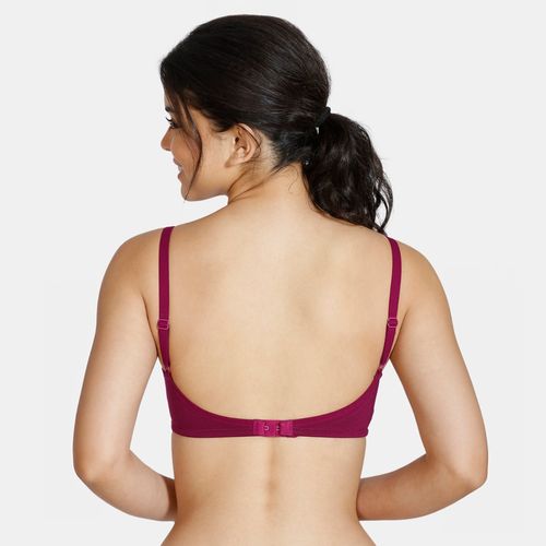 Buy Zivame Padded Non Wired 3-4th Coverage Ultra Low Back T-Shirt Bra - Red  Online