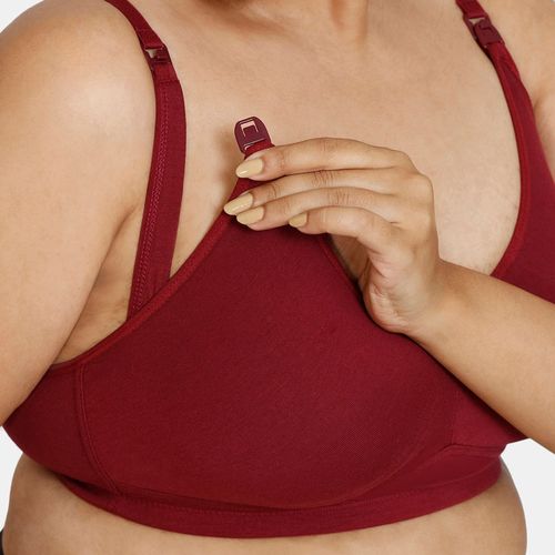Buy Zivame Maternity Double Layered Non Wired 3-4th Coverage Nursing Bra -  Beet Red Online