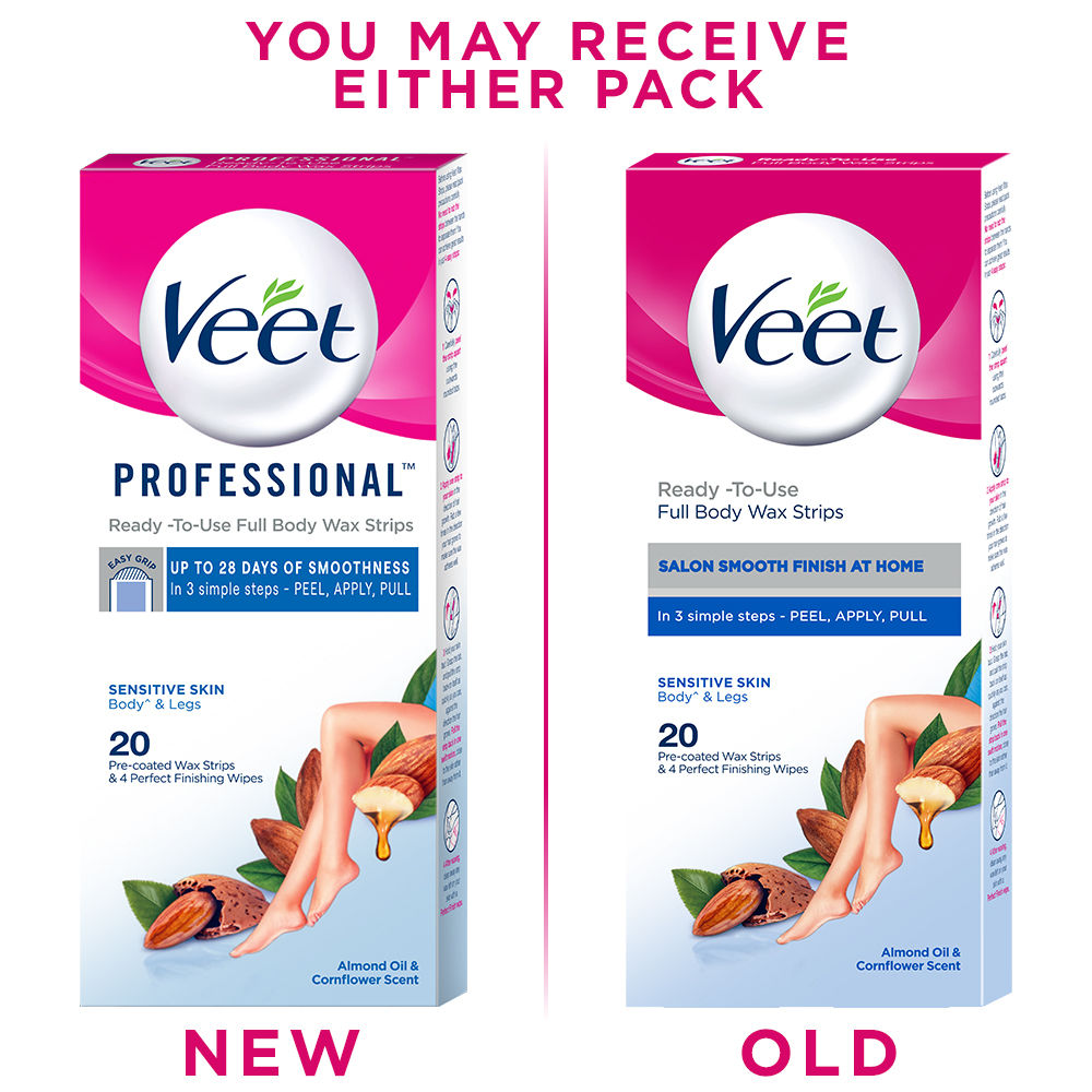 Veet Professional Full Body Waxing Kit for Sensitive Skin 20 Strips