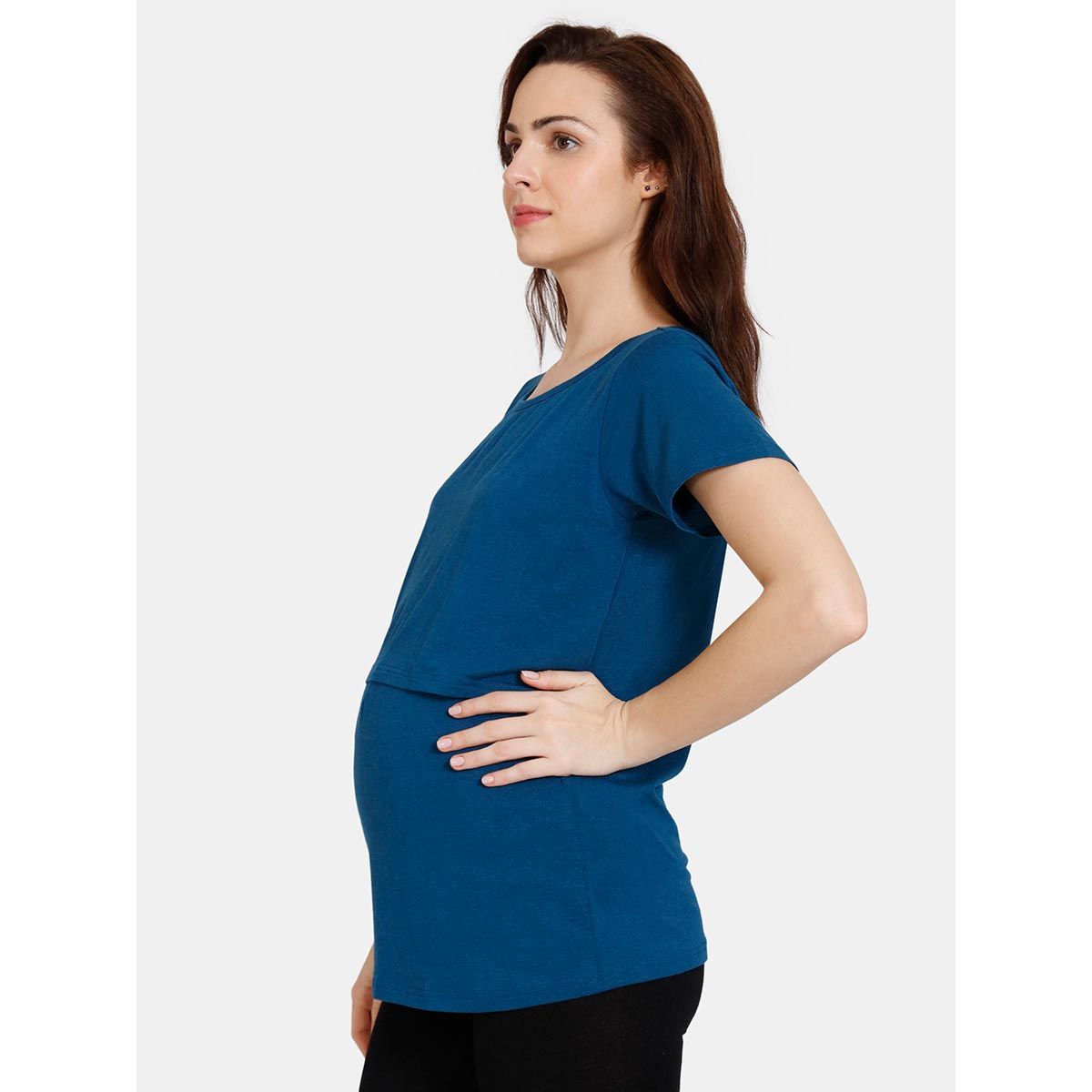 Zivame Coucou Bamboo Cotton Maternity Top With Discreet Feeding - Deep ...