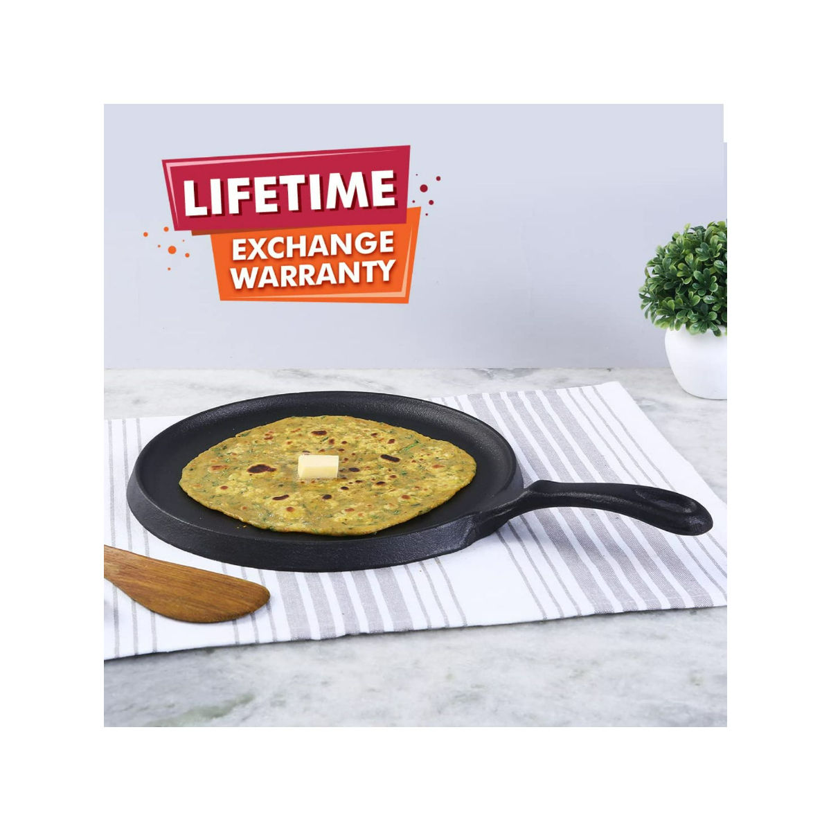 Wonderchef Forza CastIron Dosa Tawa Pan, PreSeasoned Cookware, Induction Friendly, 25cm Buy