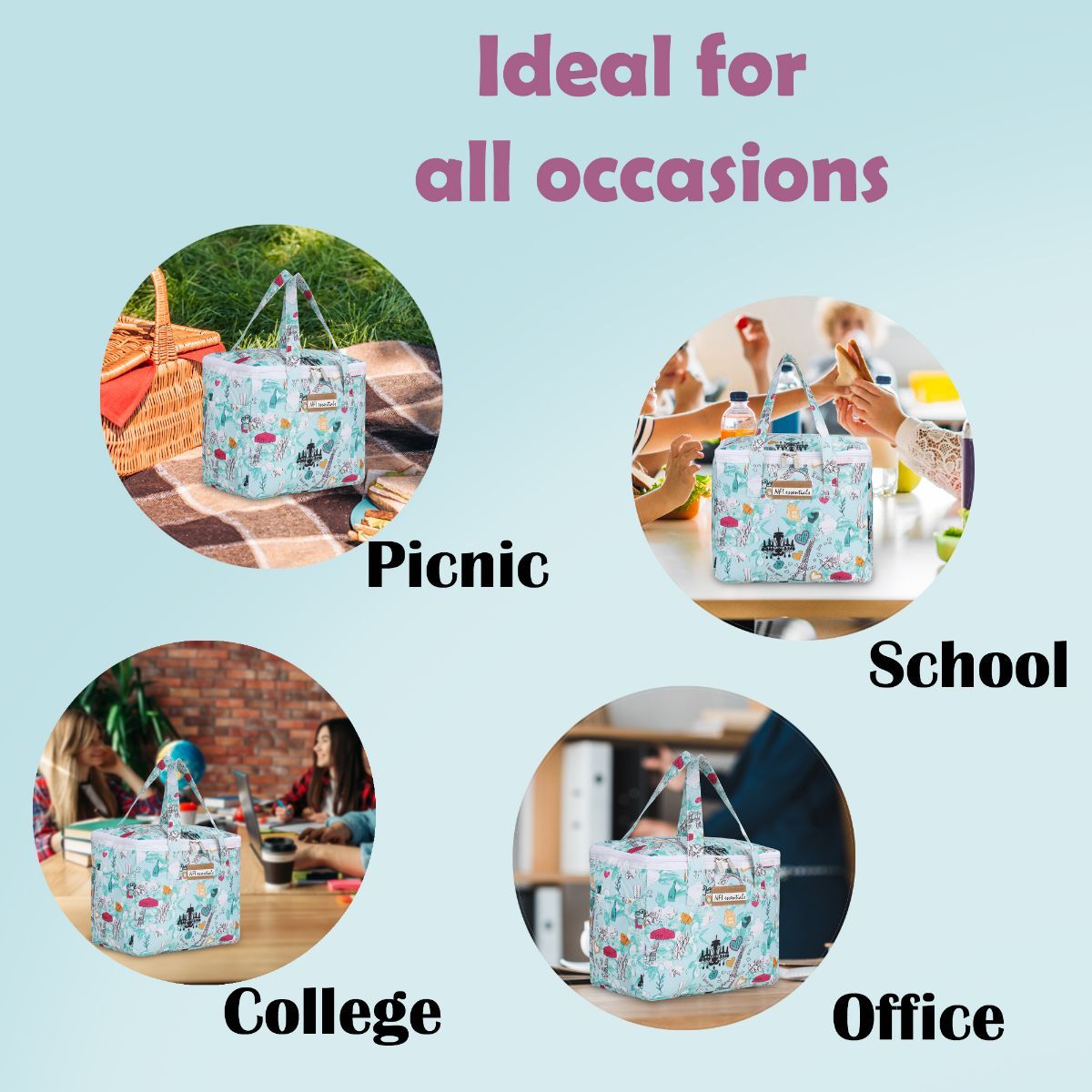 Buy NFI Essentials Printed Lunch Bag Thermal portable Tiffin Bag for