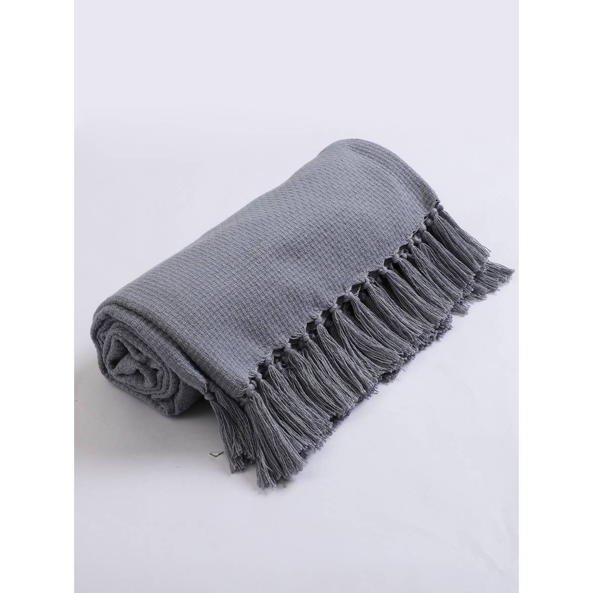 Jamio Firati Plain Grey Solid Design Cotton Throw (125 x 150 cm)