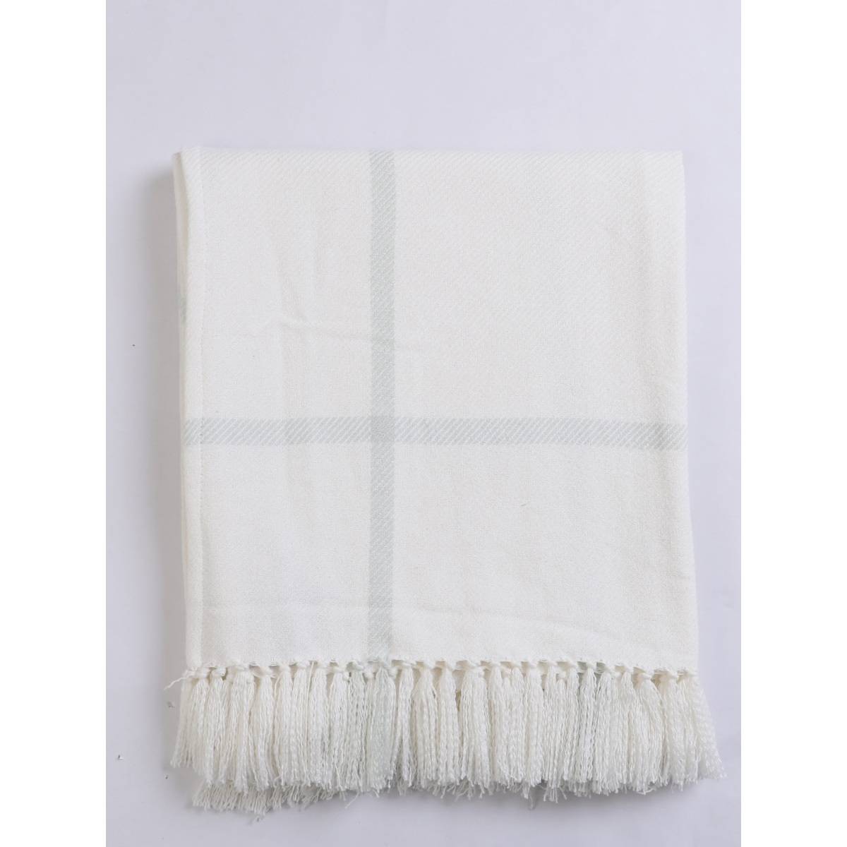 Jamio Firati Plain White Zigzag Design Cotton Throw (125 x 150 cm)