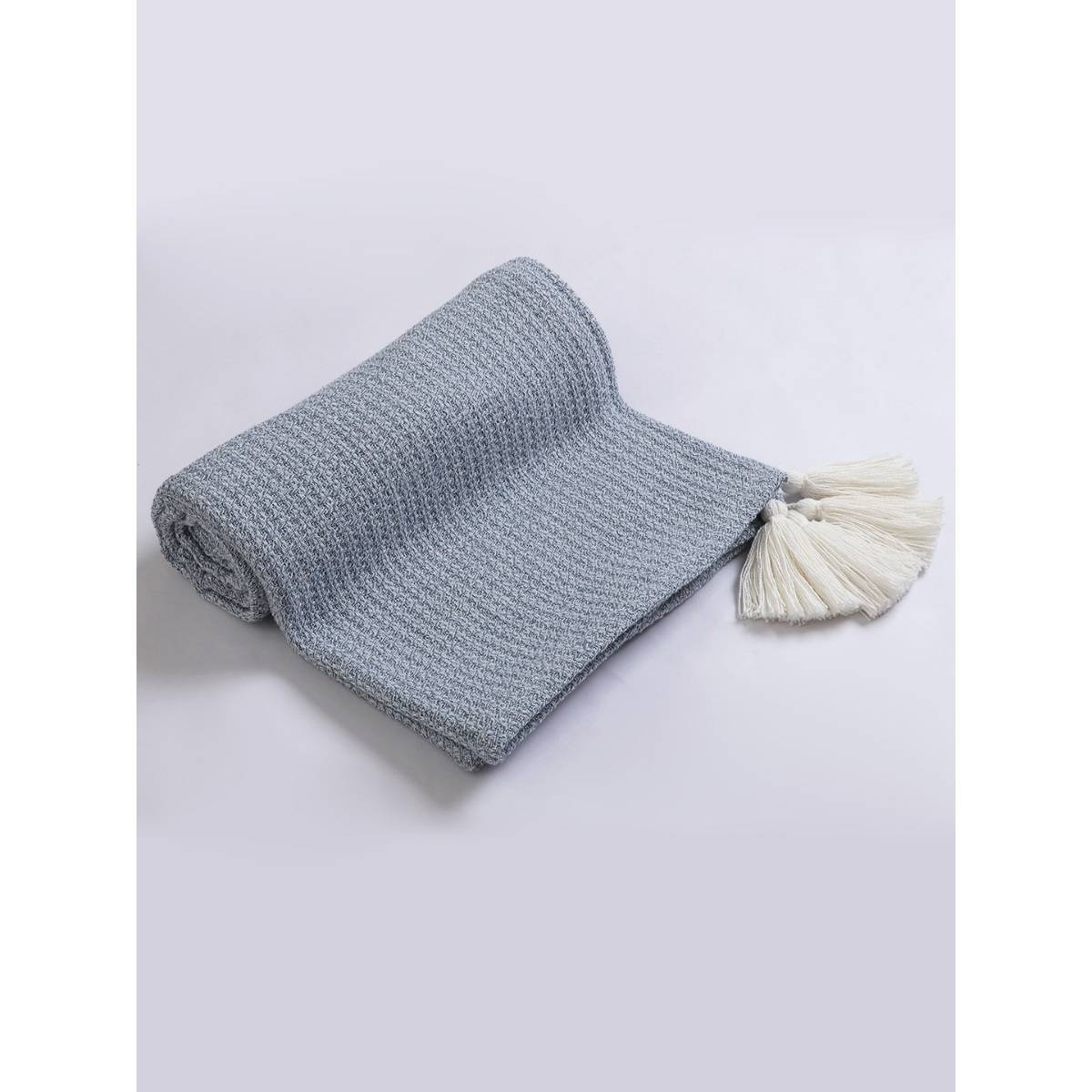 Jamio Firati Textured Blue Solid Design Cotton Throw (125 x 150 cm)