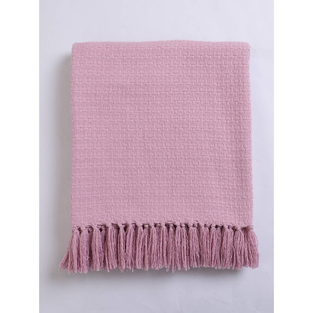 Jamio Firati Textured Pink Solid Design Cotton Throw (125 x 150 cm)