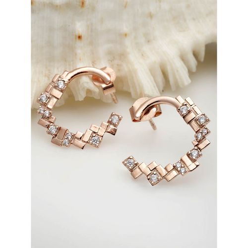 Karatcart Kunuz Rose Gold Plated 925 Sterling Silver Stud Earrings for Women