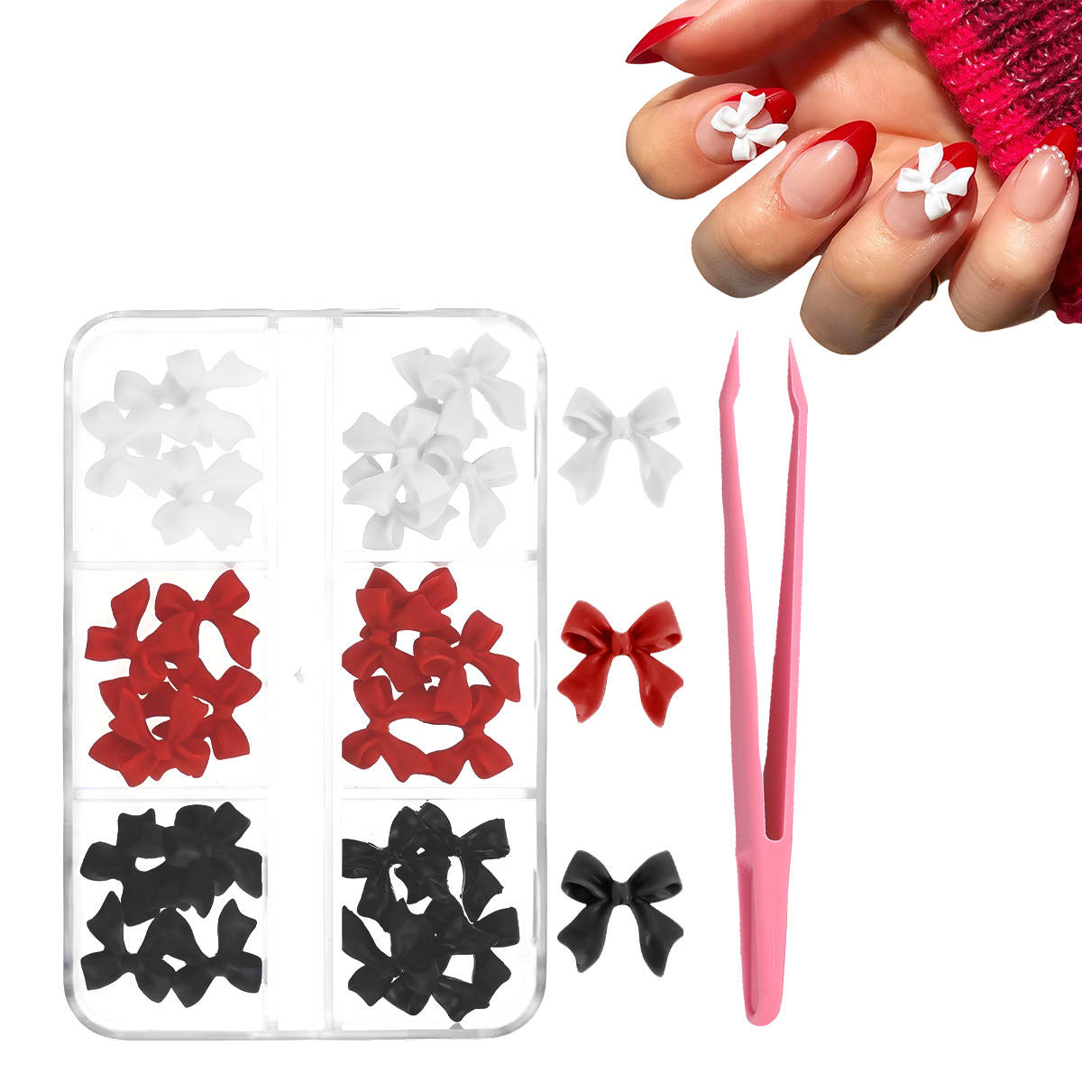 Matra 3D Bow Charms Nail Art Kit, 24 Pieces