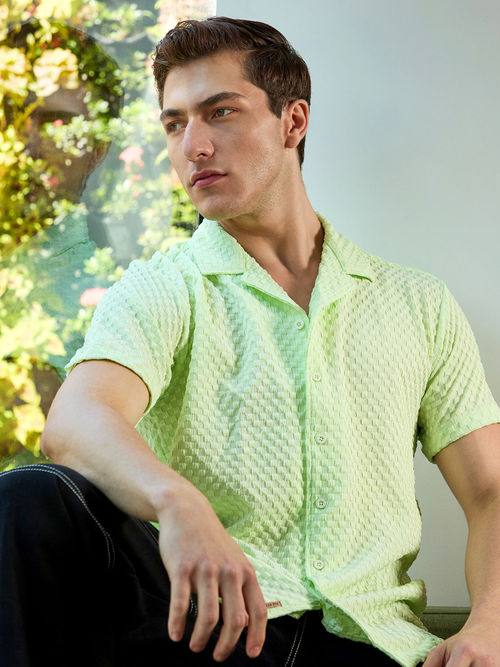slim fit dress slacks Men's Lime White Collar French Cuff Dress Shirt Tie Set DE DS3006WTPRT main image 1