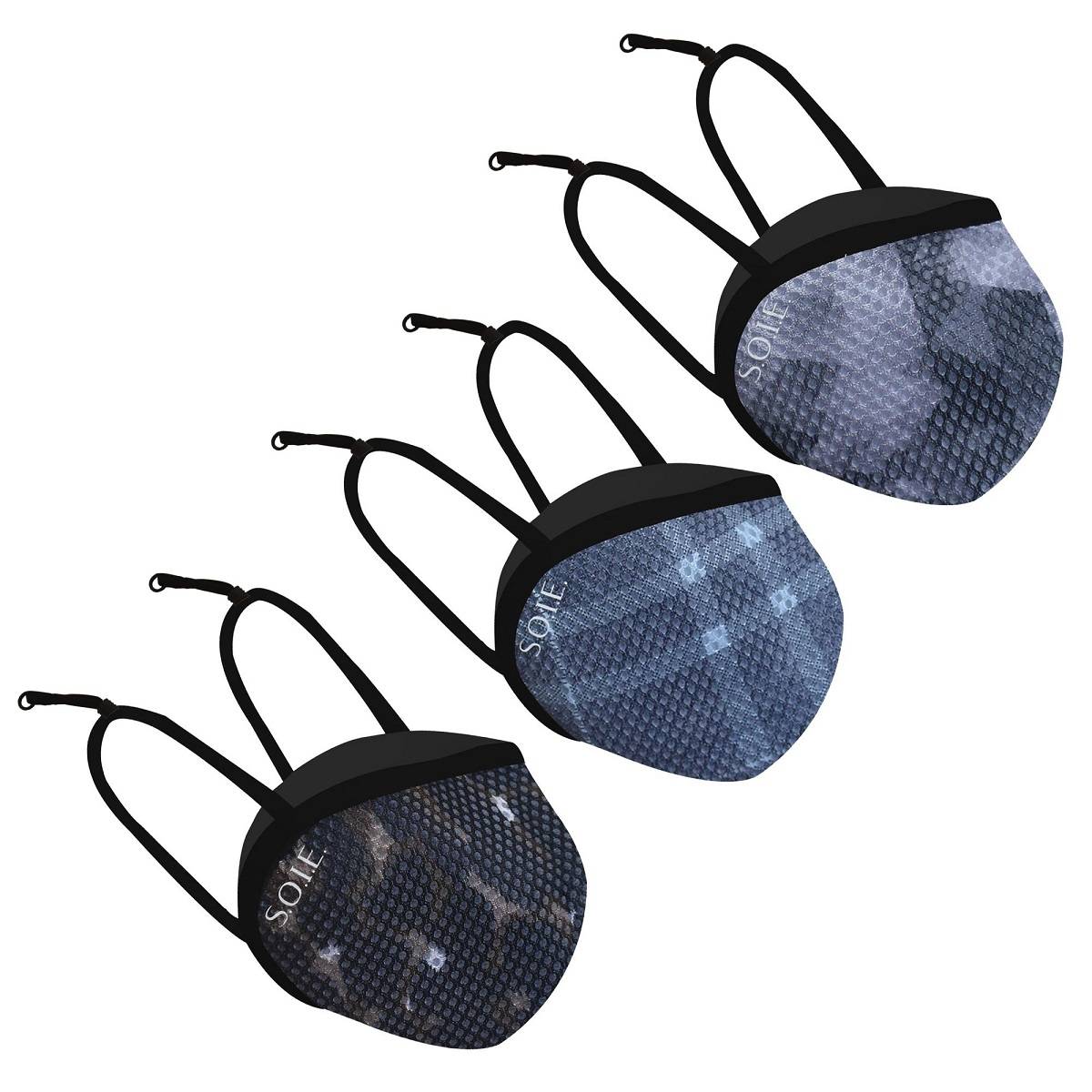 SOIE 8 Layer Reusable Sn 99.9 Protection Ear Loops Freedom Mask (Pack of 3) (Size-M) - Multi-Color