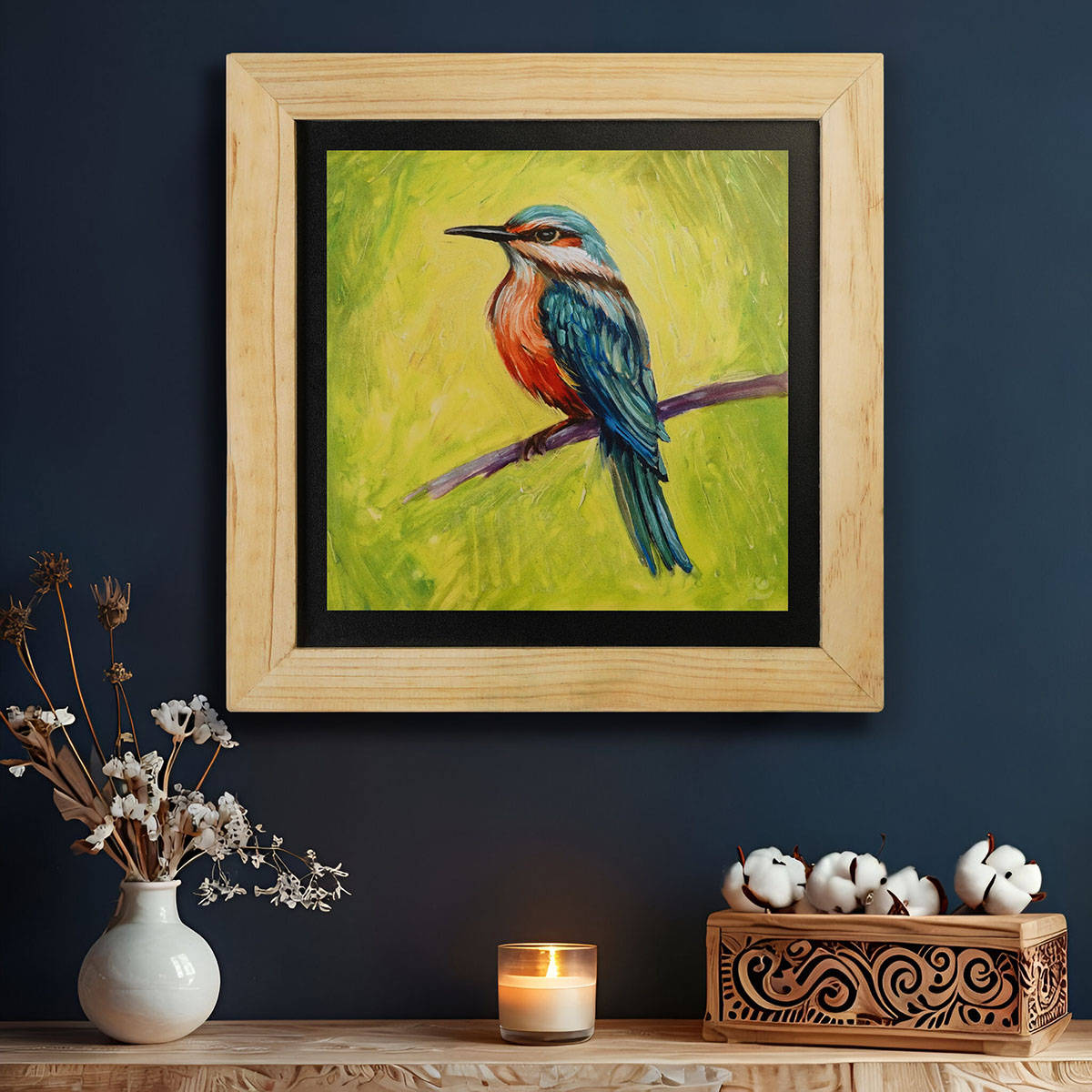 Island Rangoli Kingfisher Bird Wall Painting