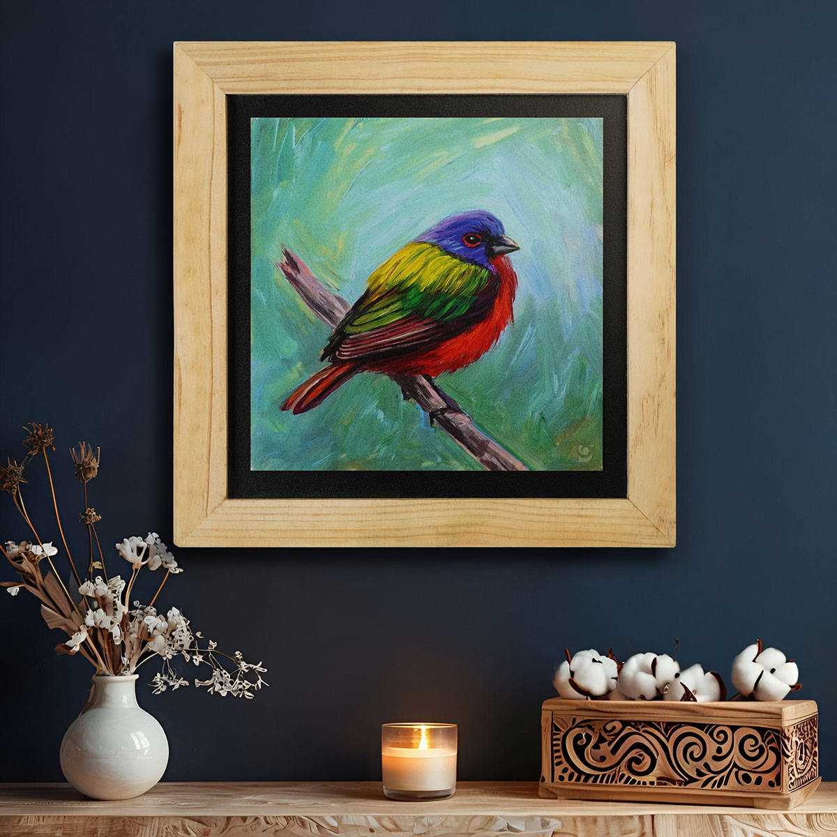 Island Rangoli Florida Bunting Bird Wall Painting