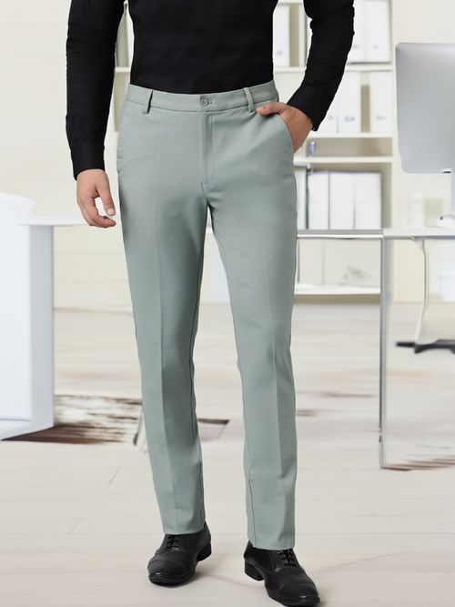 Buy Subtract Flex Waist 4 Way Stretch Formal Trousers in Mint Green Online