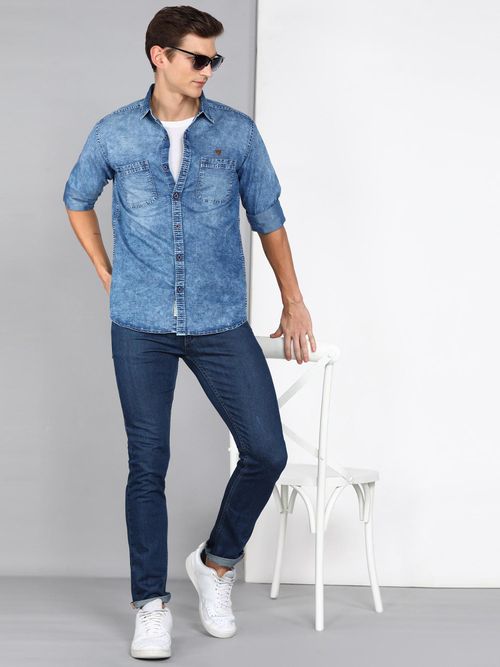 For Men Jeans Shirt Under 500 KUONS AVENUE Men's Denim Casual Shirt