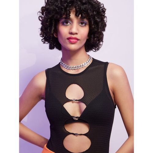 Buy MIXT by Nykaa Fashion Black Round Neck Front Cut Out Fitted