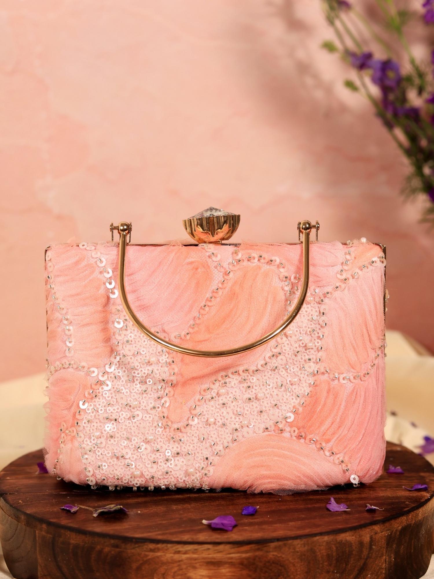 Buy THE TAN CLAN Aqua Orange Casket Clutch with Detachable Chain
