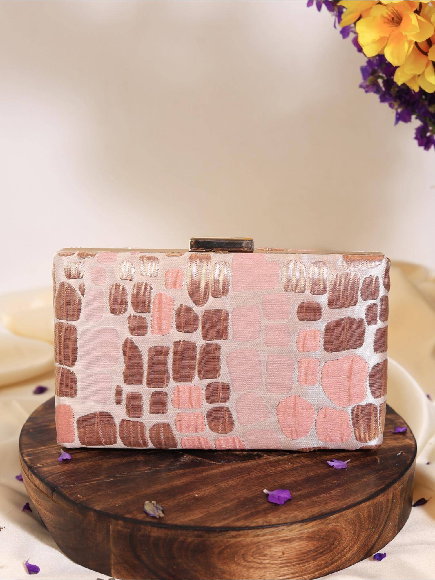 THE TAN CLAN Coral Sleek Peach Clutch with Detachable Chain