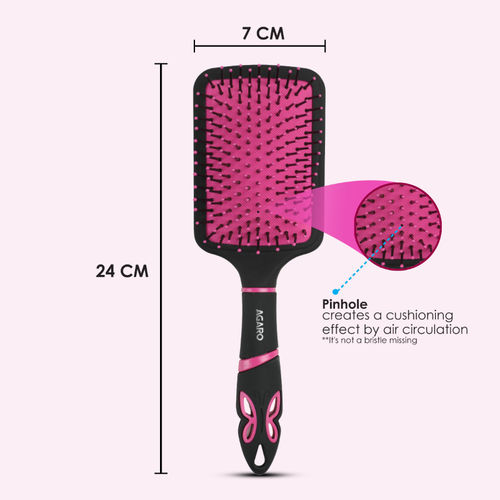Agaro Delight Paddle Hair Brush Black Pink
