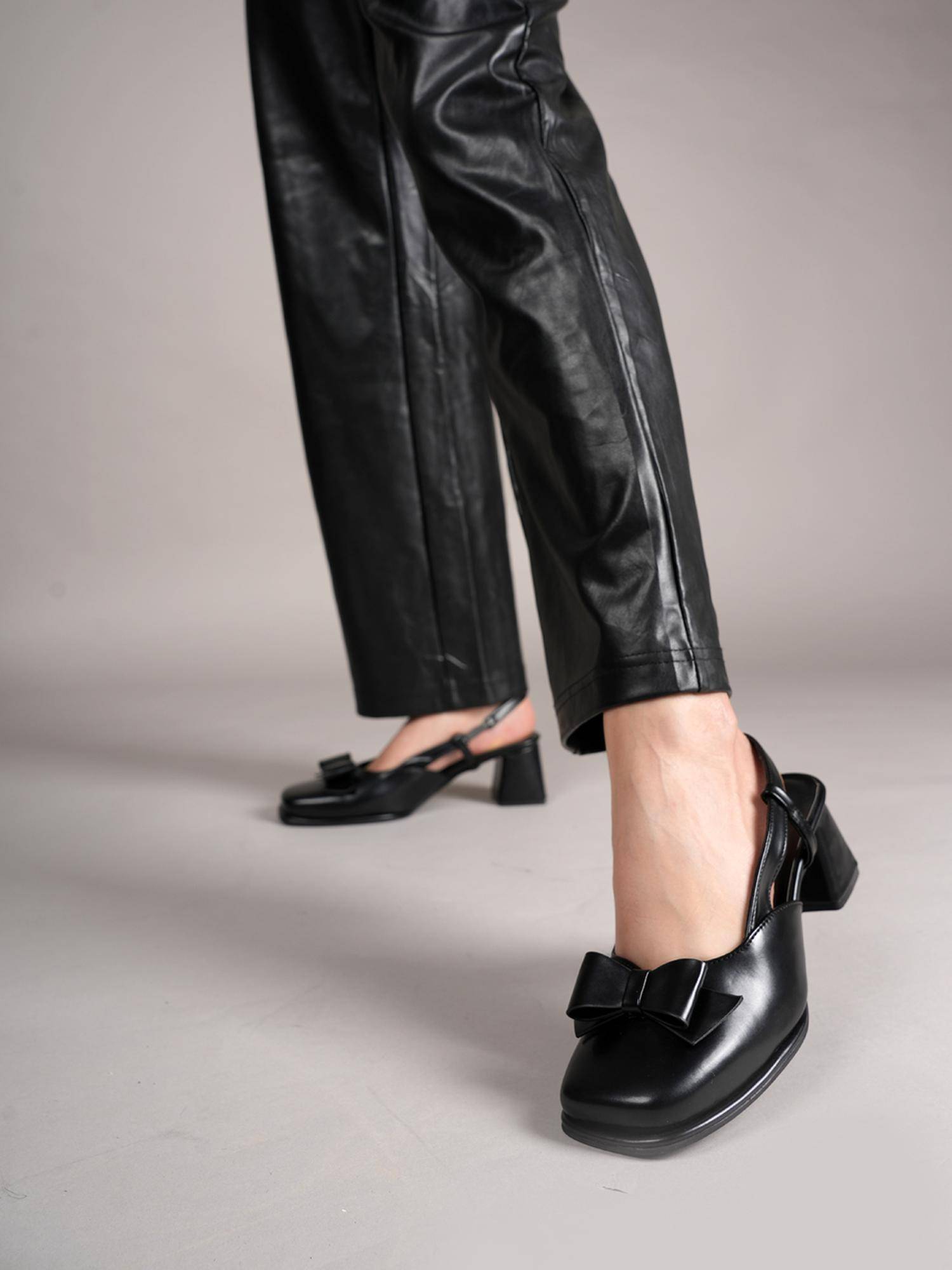 Buy Drop Bold Black Square Toe Mary Jane Block Sandal Heels for Women ...
