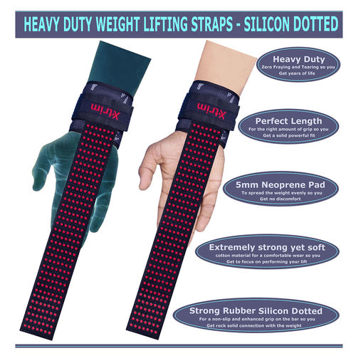 Buy Xtrim Silicon Coated Weightlifting Strap With Wrist Support