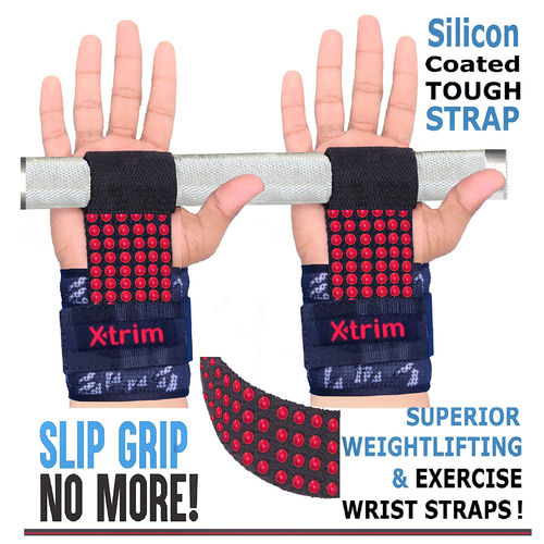 Buy Xtrim Silicon Coated Weightlifting Strap With Wrist Support