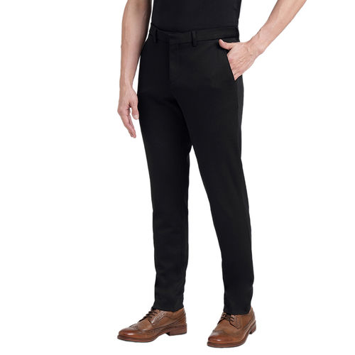 Black Mid Rise Slim Fit Trousers|299444301