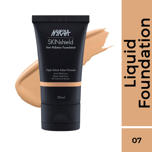 Nykaa SkinShield Anti-Pollution Matte Foundation for Oily Skin Hot  Honey-07