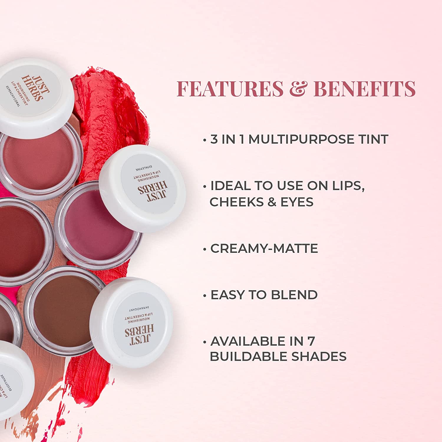 Just Herbs Lip & Cheek Tint and Blush for Eyelids, Cheeks & Lips Buy