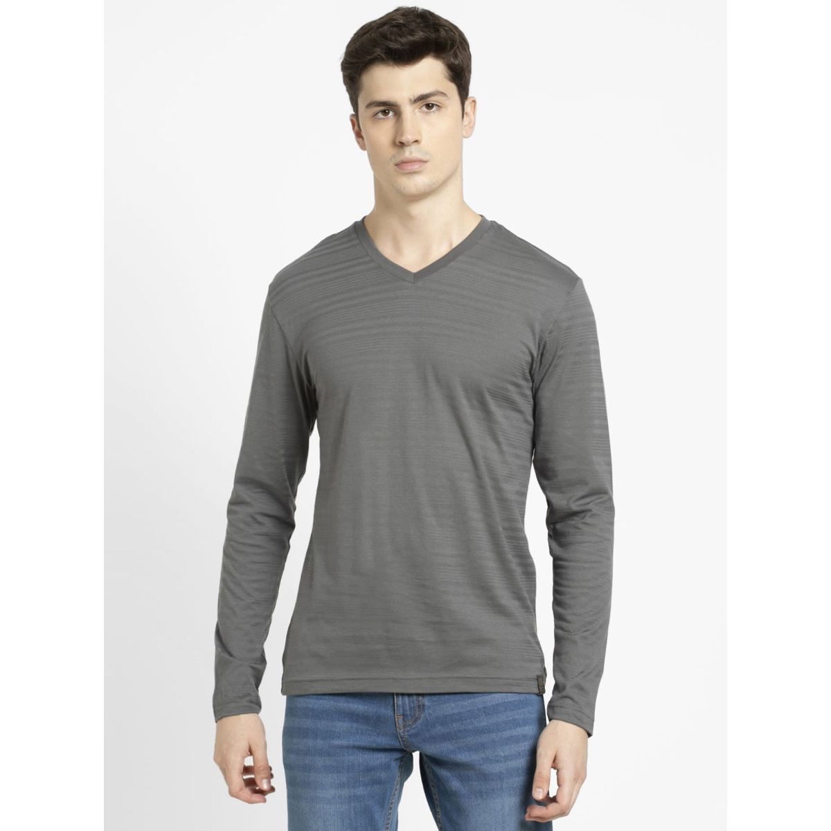 Jockey Man Gunmetal V-Neck Long Sleeve 