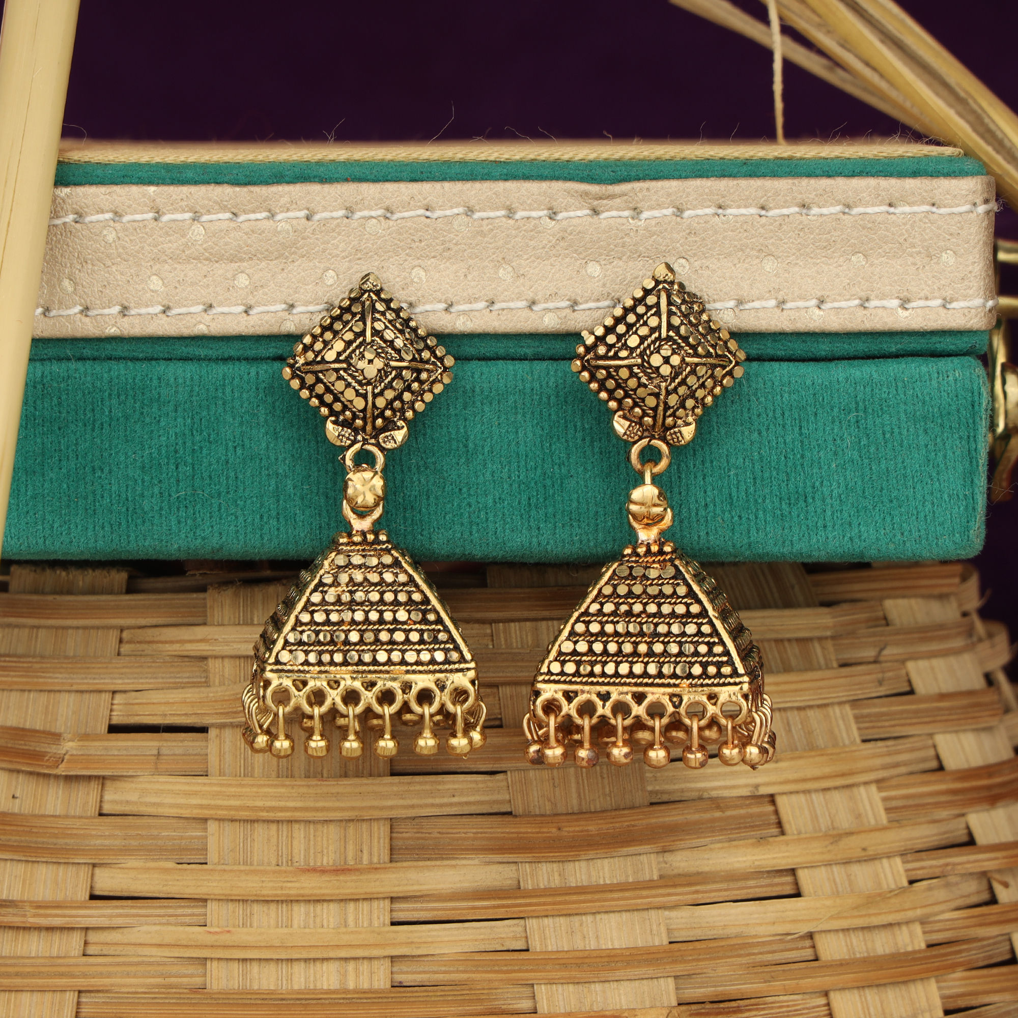 Anika's Creations Traditional Gold Plated Party Wear Antique Pyramid