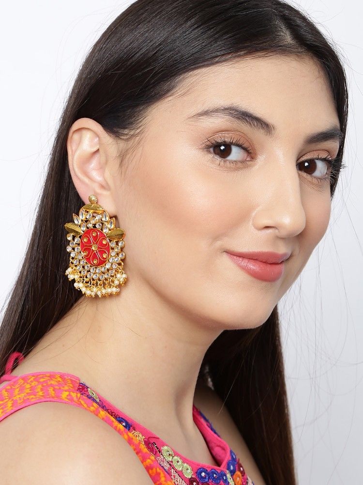 Fida Gold-Toned Circular Drop Earrings: Buy Fida Gold-Toned Circular ...