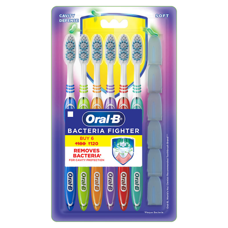 Oral-B Cavity Defense Bacteria Fighter Toothbrush - Soft (Pack Of 6 ...