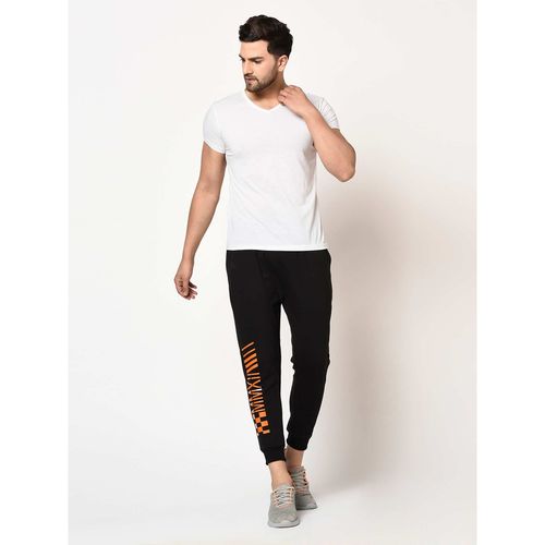 RIGO Men Black Terry With Jump Placement Printed Jogger (30)