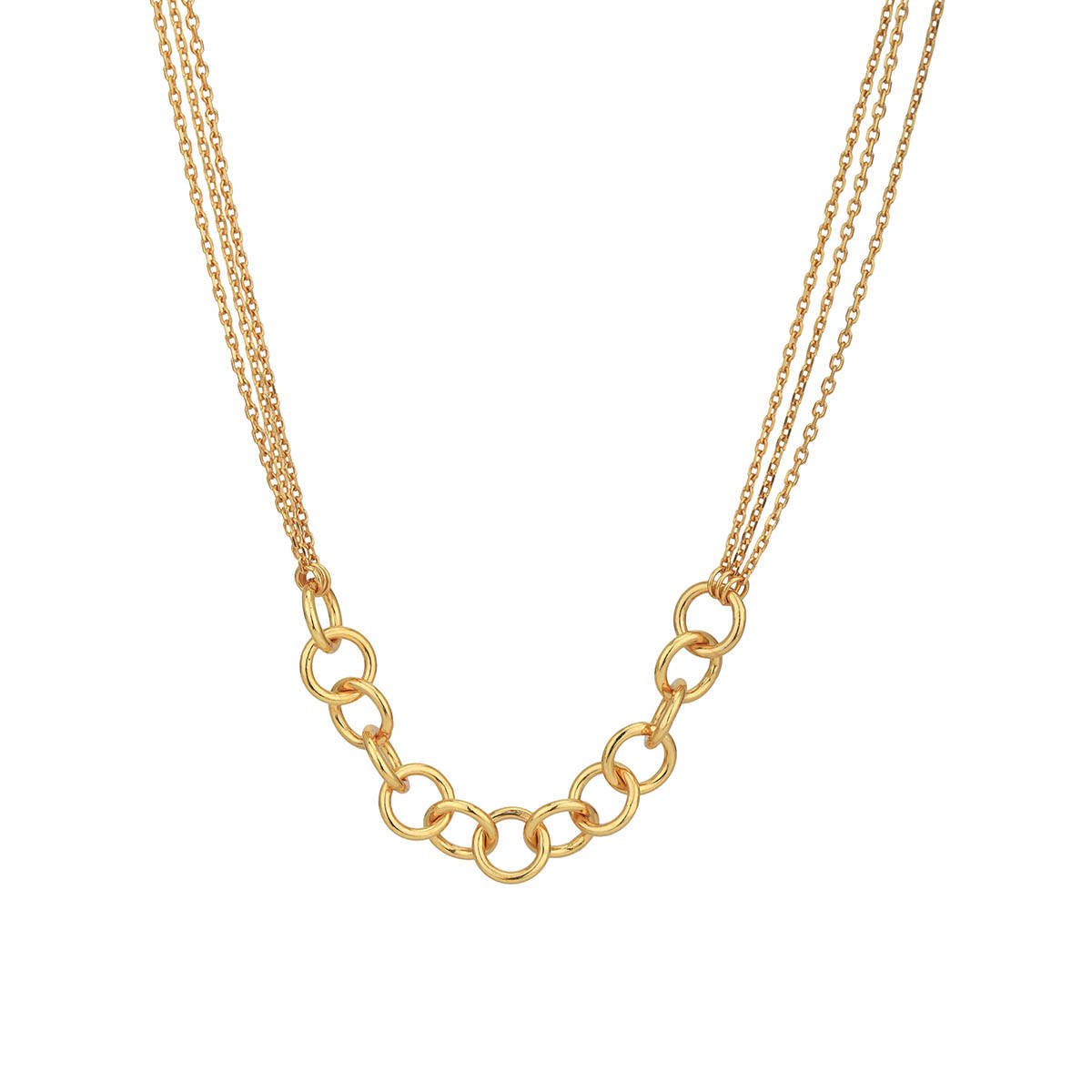 Buy Carlton London 18Kt Gold Plated Double Chain Link Necklace Online