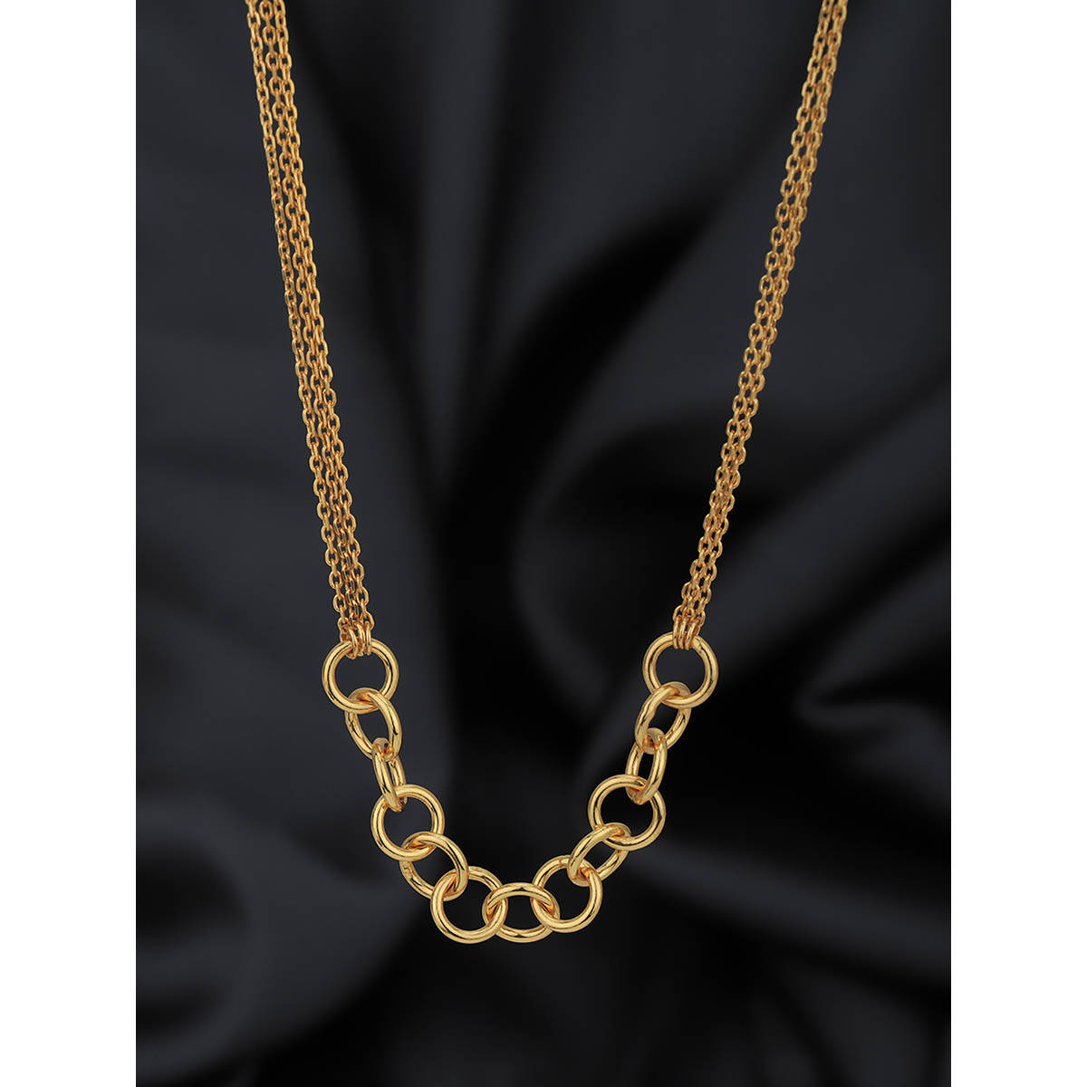 Buy Carlton London 18Kt Gold Plated Double Chain Link Necklace Online