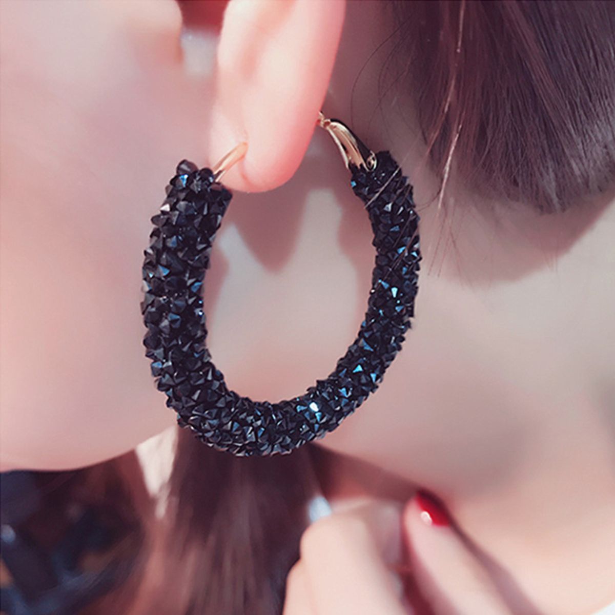 Black Meena Kaari Earrings for Girls - Dazzle Accessories