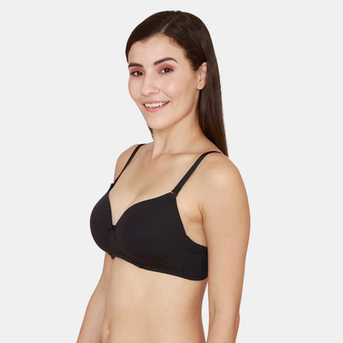 Zivame Padded Non Wired 3/4th Coverage T-Shirt Bra - Black