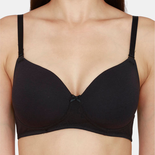 Zivame Padded Non Wired 3/4th Coverage T-Shirt Bra - Black