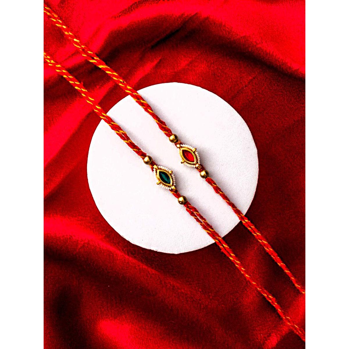 Buy PANASH Multi-Color Stone Studded Rakhi Gift Set Online