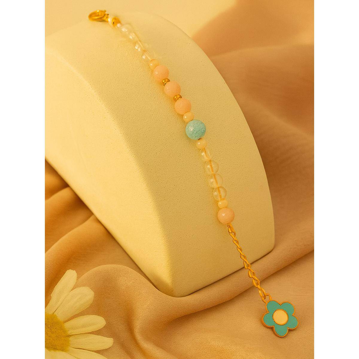 PANASH Multi-Color Beaded Bracelet Rakhi Gift Set