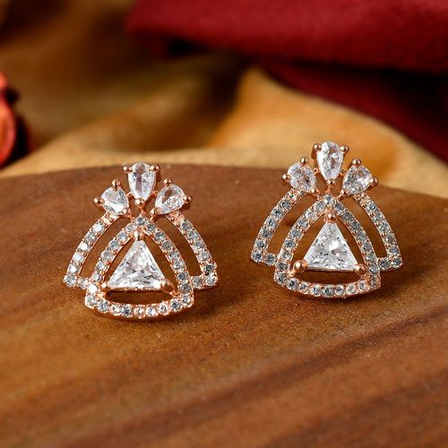 Shoshaa Rose Gold-Plated Ad Stones-Studded Studs Earrings