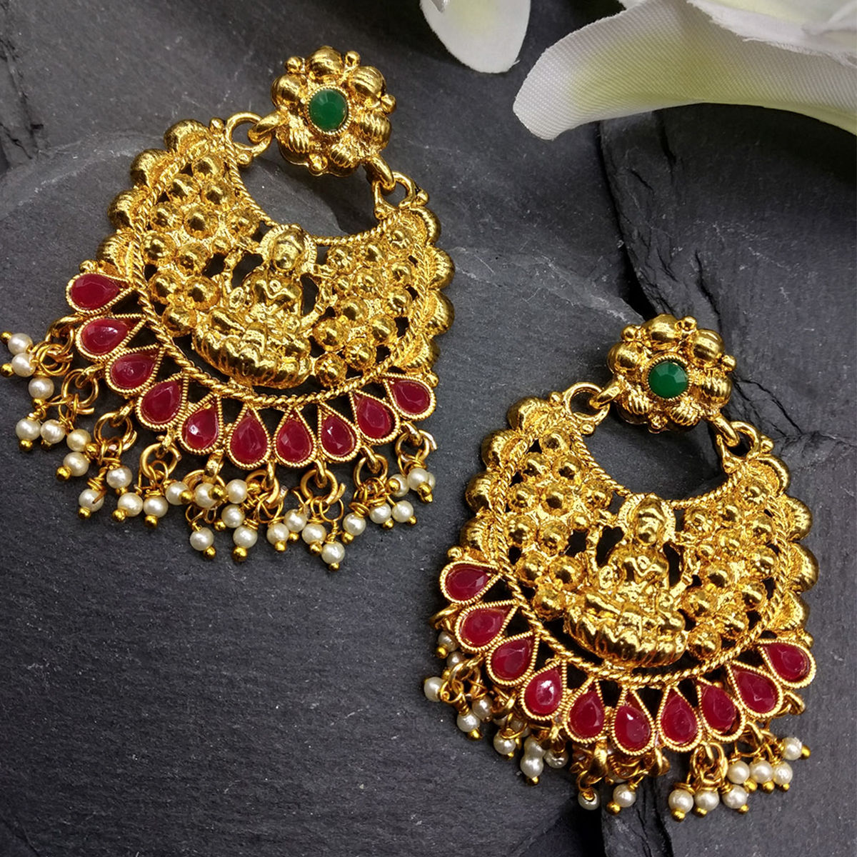 Fida Gold Moti Earrings: Buy Fida Gold Moti Earrings Online at Best ...