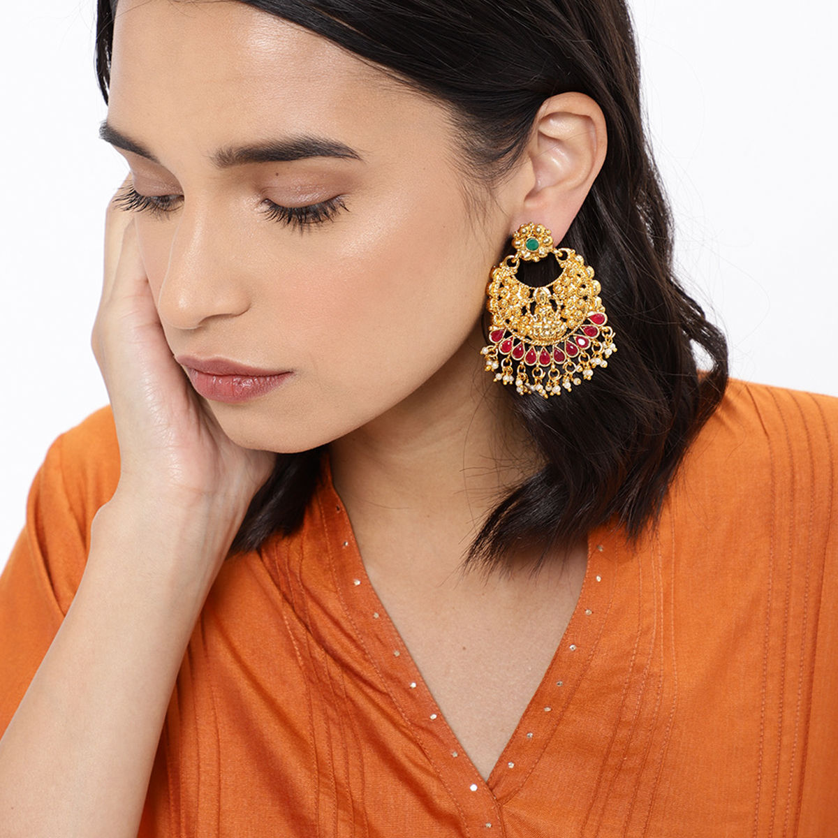 Buy Fida Gold Moti Earrings Online — free download