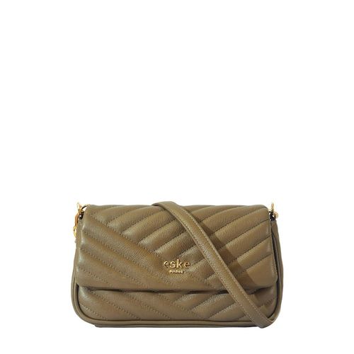 Eske Light Taupe Quilted Leather Shoulder Bag for Women