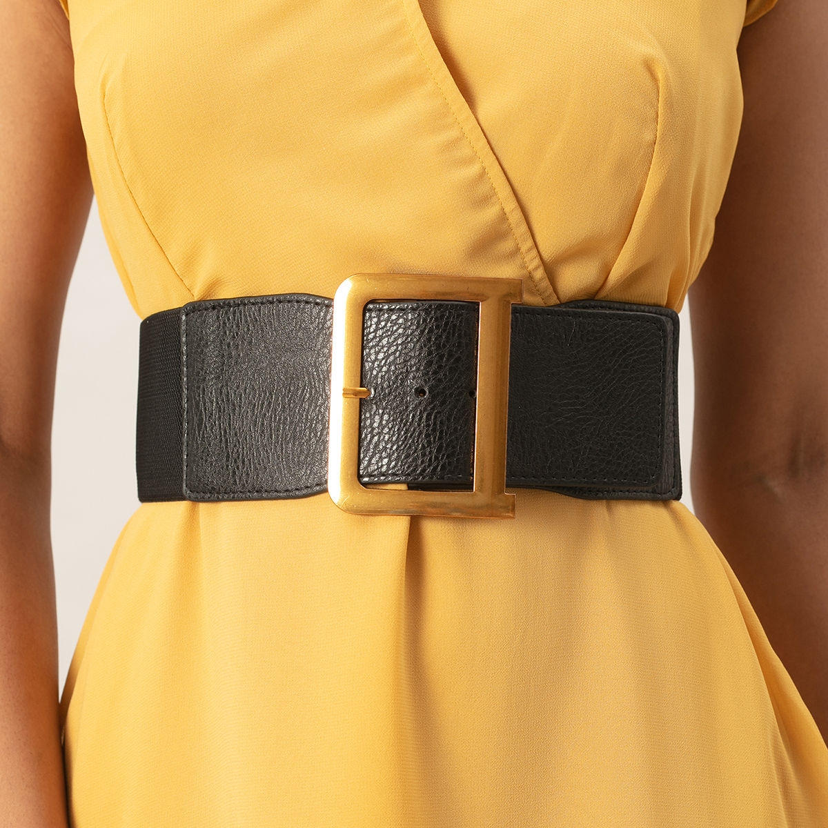 Twenty Dresses by Nykaa Fashion Black Solid Antique Textured Gold Buckle Belt (Black) At Nykaa, Best Beauty Products Online