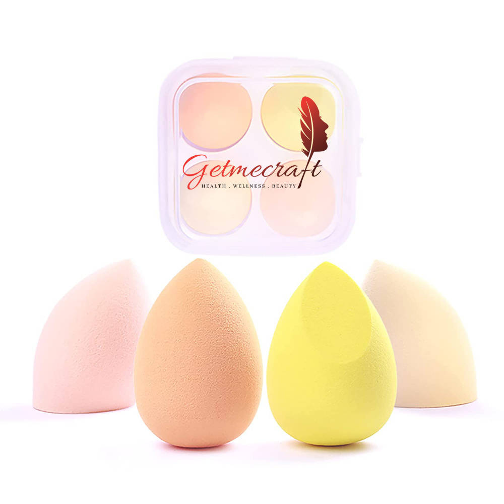 Getmecraft Beauty Blender Makeup Sponge Set With Storage Case - Multi-Yellow Colored
