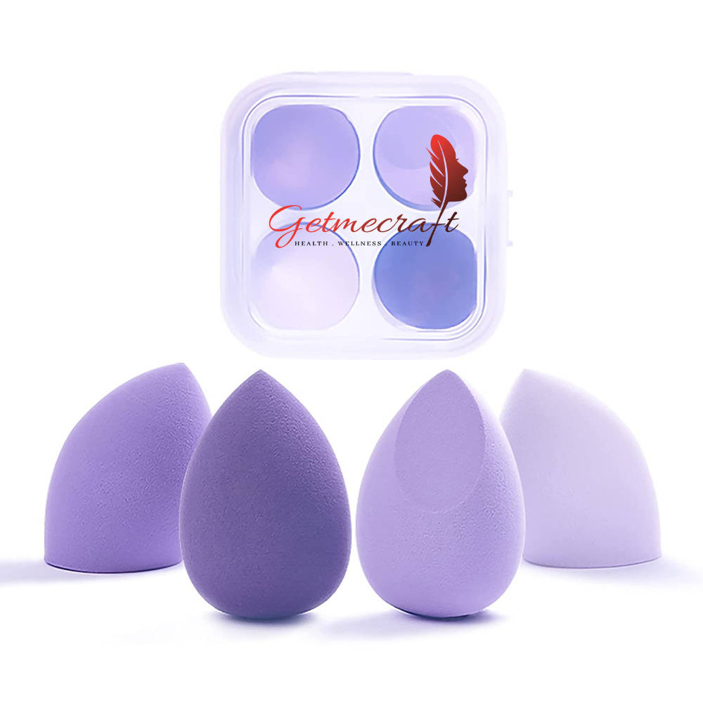 Getmecraft Beauty Blender Makeup Sponge Set With Storage Case - Multi-Purple Colored