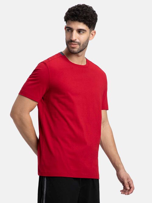 Buy Jockey Am69 Men Red Super Combed Cotton Round Neck Half Sleeve